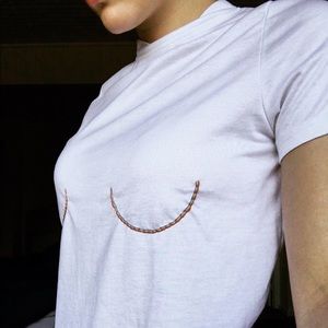 RAINBOW PRIDE BOOB UNDERLINE WHITE T-SHIRT